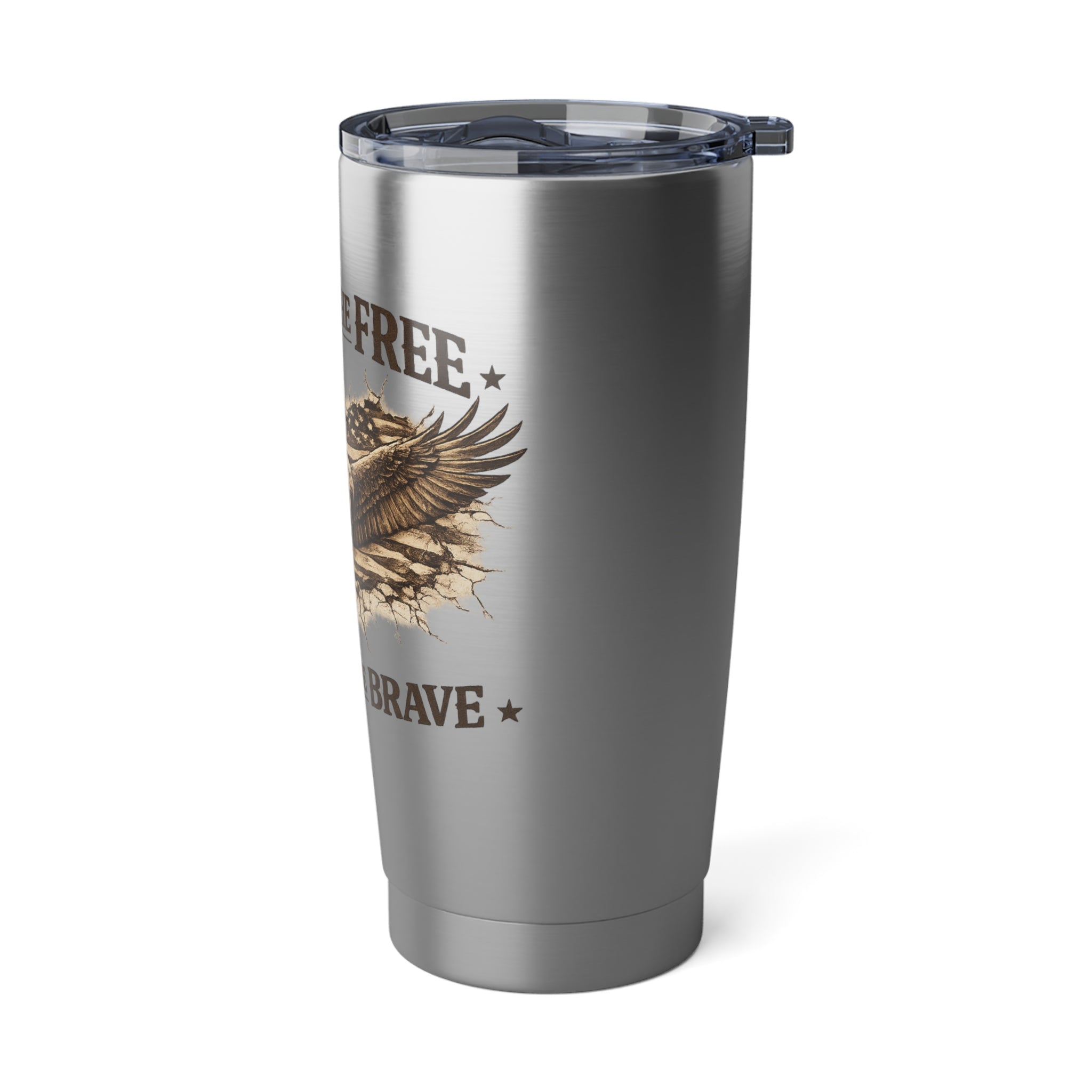 Patriotic Eagle 20oz Tumbler — "Land of the Free, Home of the Brave"