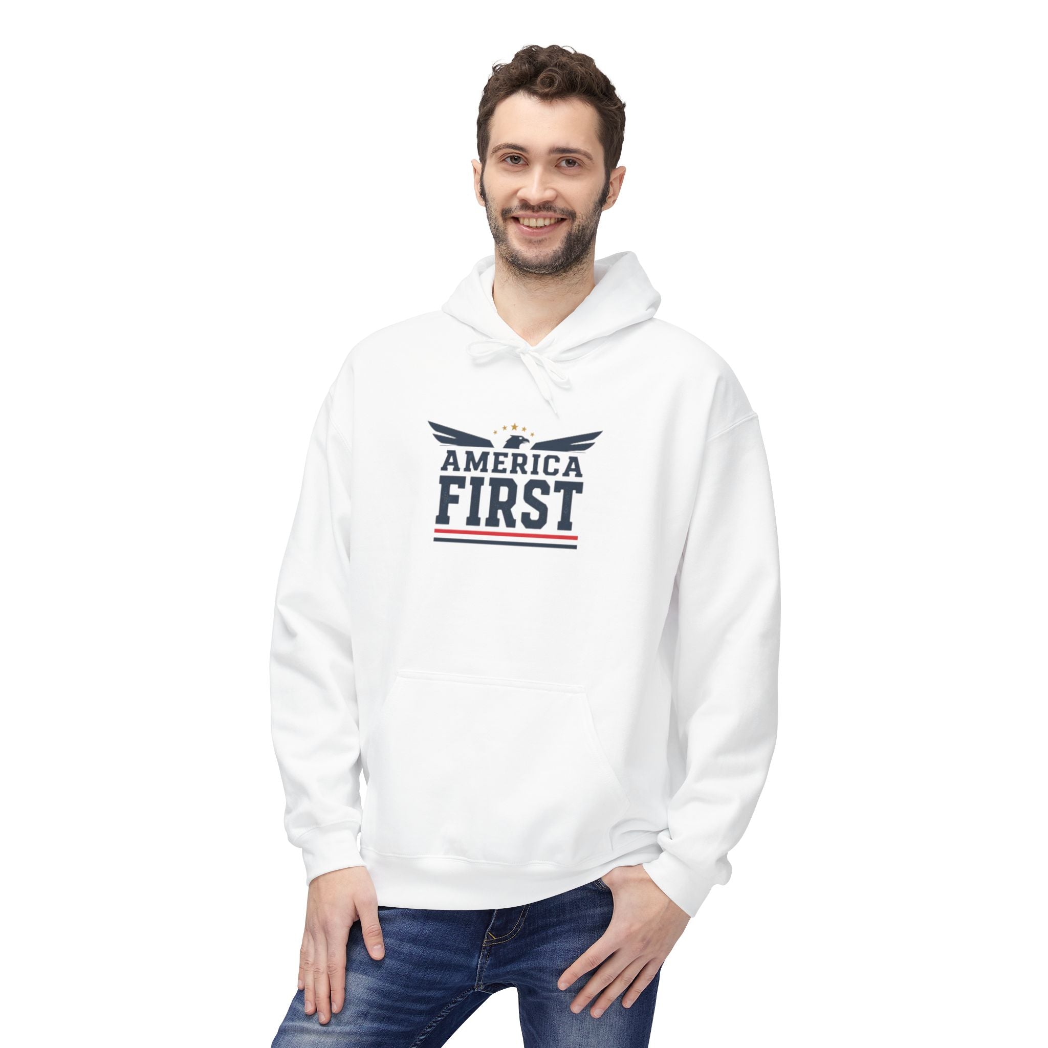 America First Hoodie — Patriotic Flag Eagle Graphic Pullover