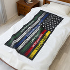 Velveteen Blanket — First Responder Thin Line Flag (Dispatchers, Firefighters, EMS, Police, Border Patrol)