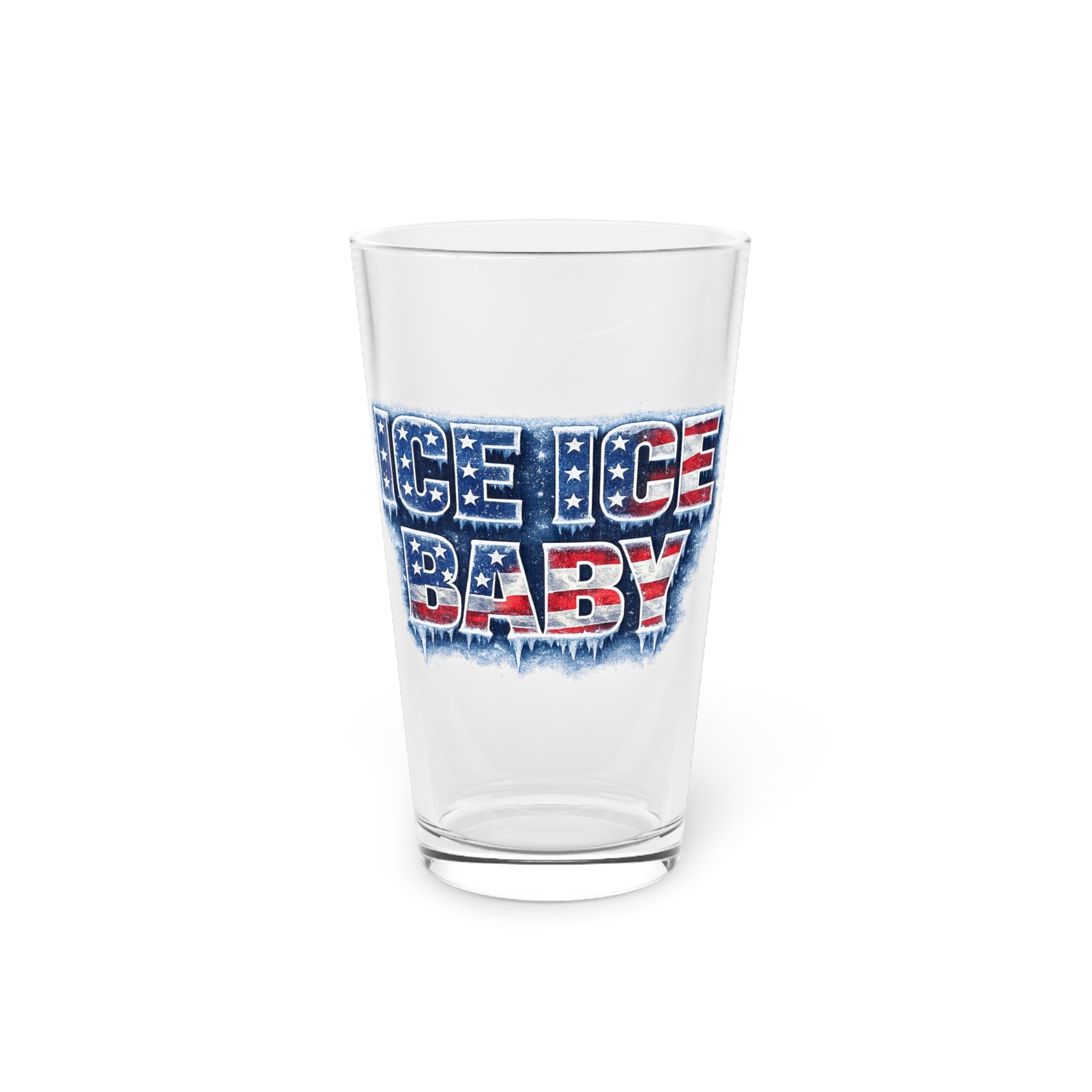 Pint Glass — "Ice Ice Baby" Retro Stars & Stripes Beer Glass (16 oz)