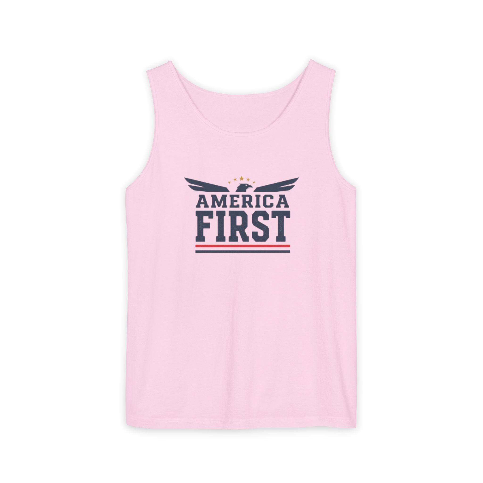 America First Tank Top — Patriotic USA Flag Graphic Sleeveless Tee