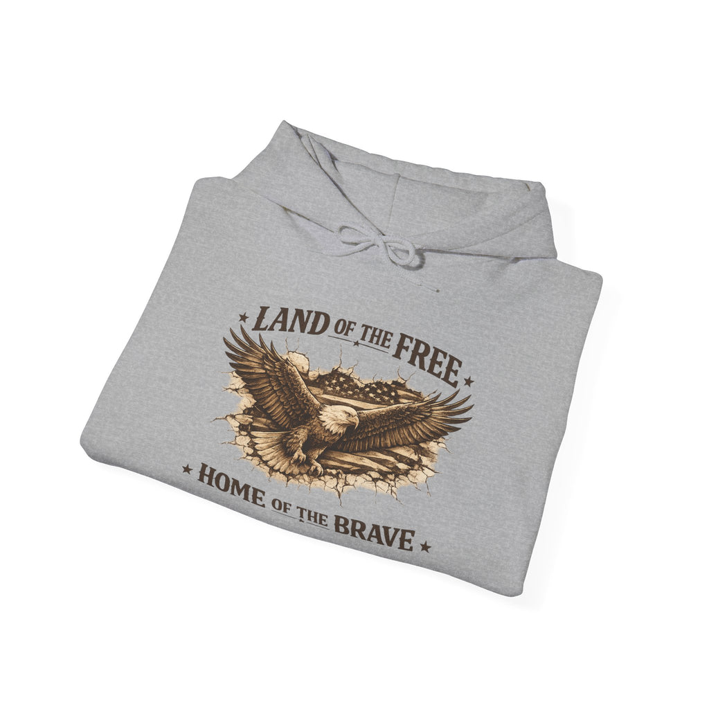 Patriotic Eagle Hoodie - "Land of the Free, Home of the Brave" Vintage American Sweatshirt