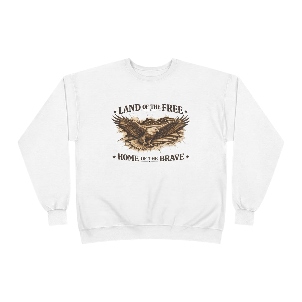 Patriotic Eagle Crewneck Sweatshirt — "Land of the Free, Home of the Brave"