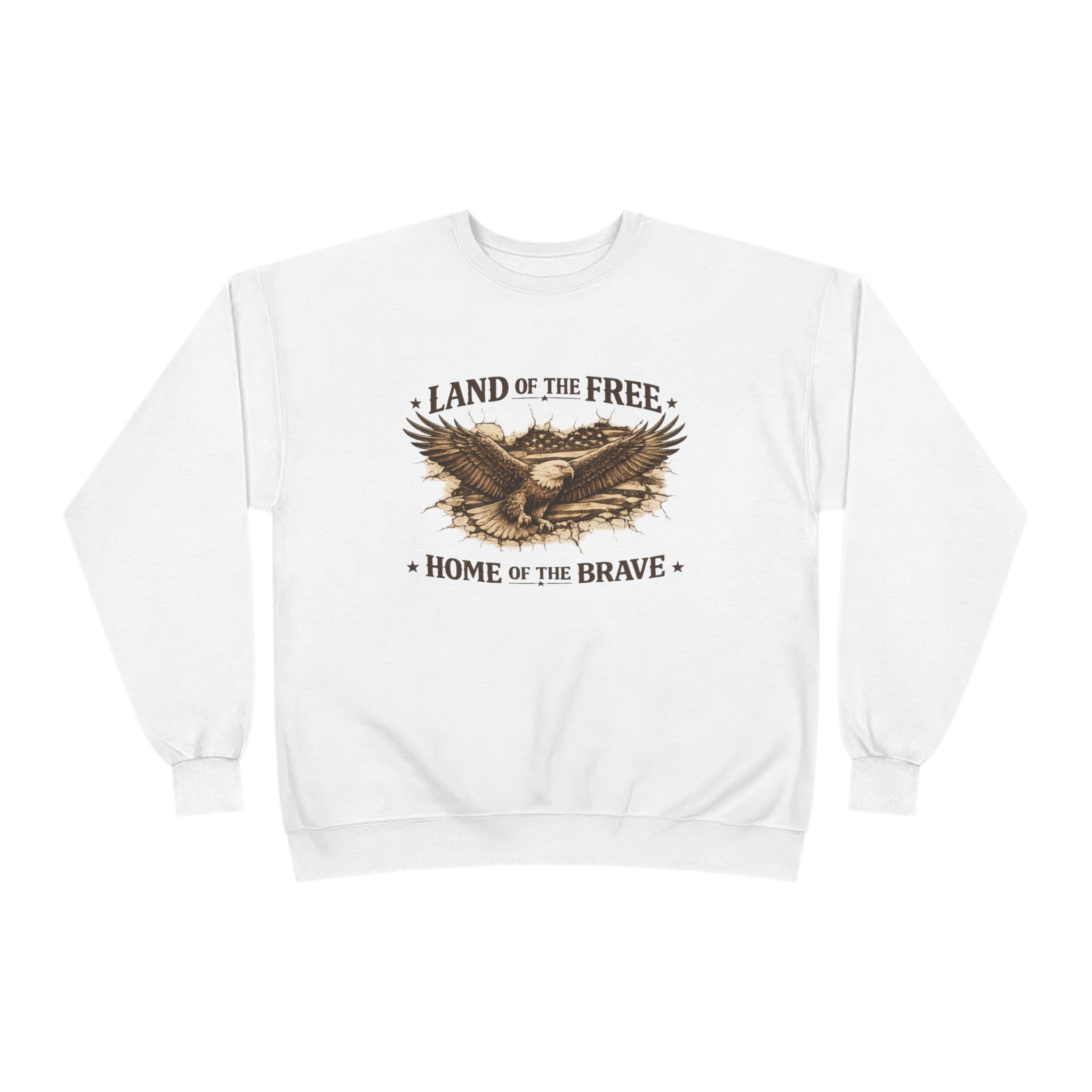 Patriotic Eagle Crewneck Sweatshirt — "Land of the Free, Home of the Brave"