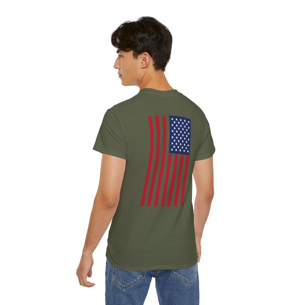 T-Shirt — "Trust God. Not Government." Patriotic American Flag Tee