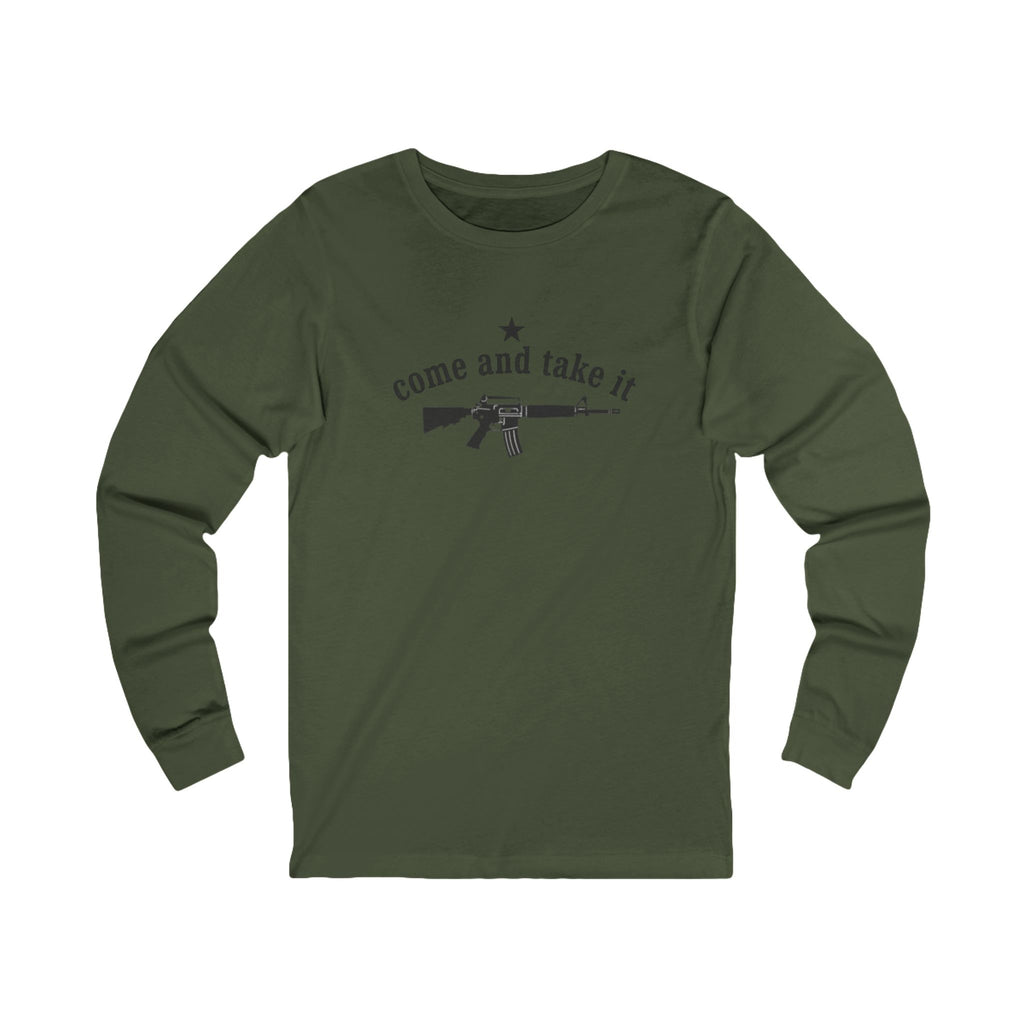 'Come and Take It' AR-15 Long Sleeve Tee — American Flag Back Print