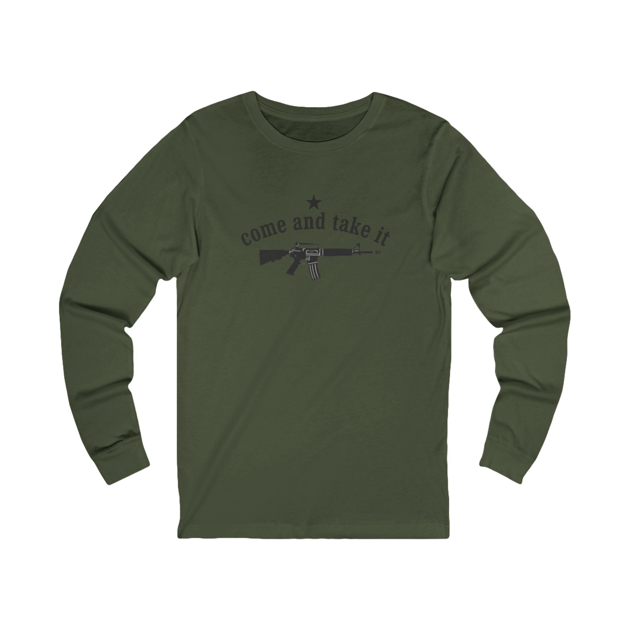 'Come and Take It' AR-15 Long Sleeve Tee — American Flag Back Print
