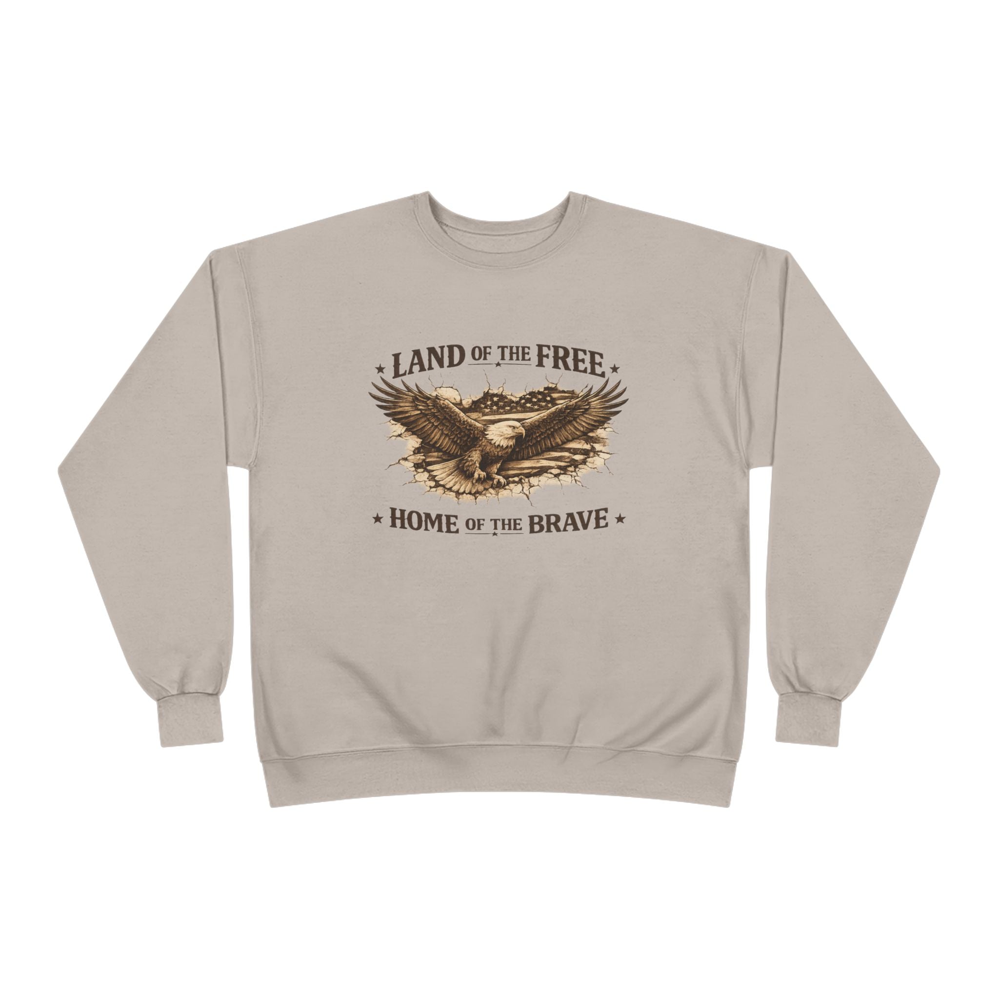 Patriotic Eagle Crewneck Sweatshirt — "Land of the Free, Home of the Brave"