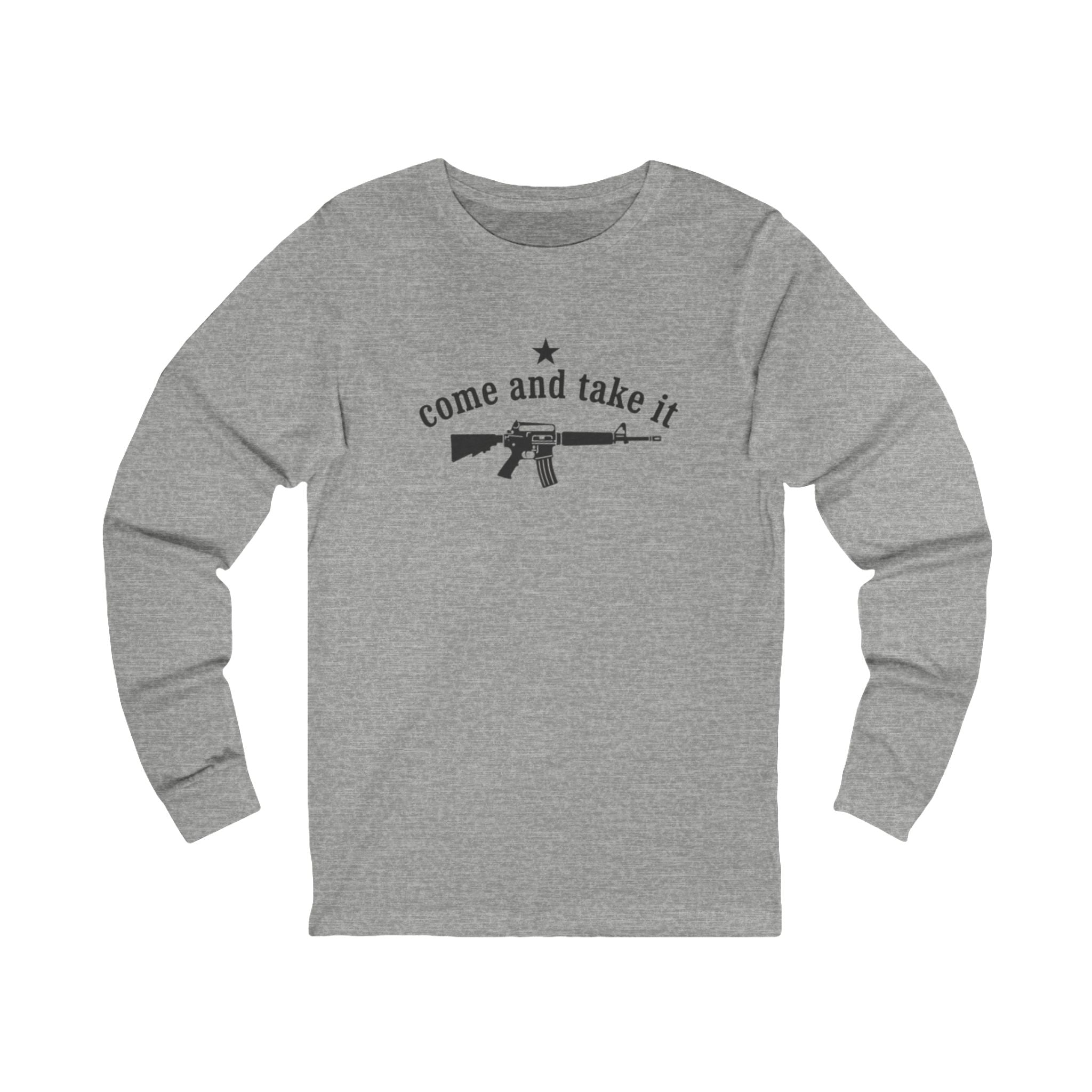 'Come and Take It' AR-15 Long Sleeve Tee — American Flag Back Print