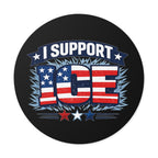 I Support ICE Round Vinyl Sticker — Patriotic American Flag Design