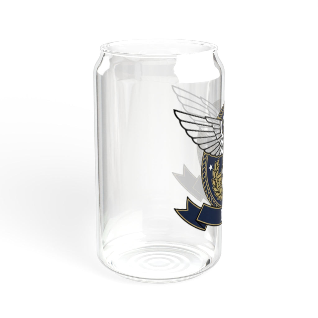16oz Eagle Crest Sipper Glass with Bamboo Lid & Straw - Patriotic ICE Emblem
