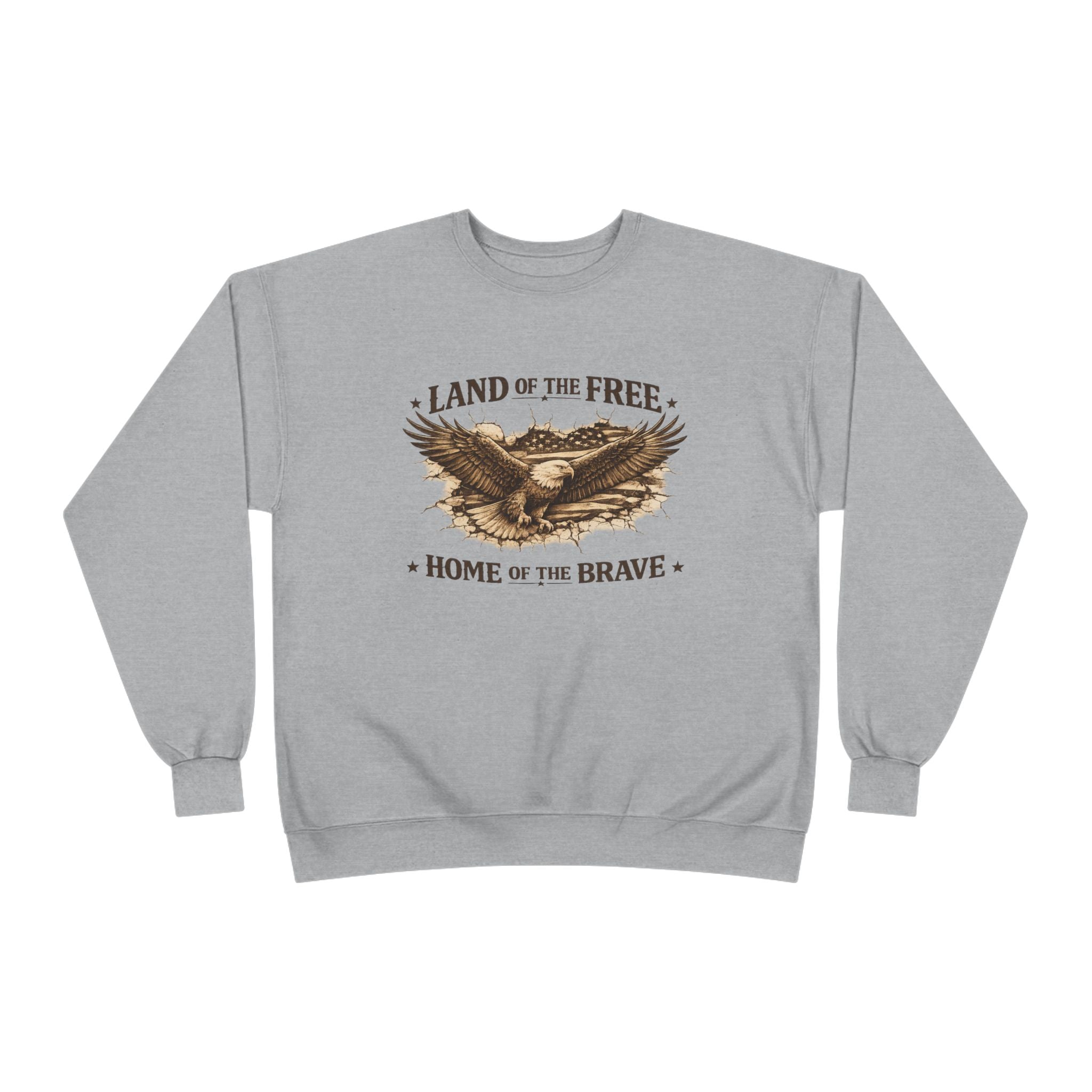 Patriotic Eagle Crewneck Sweatshirt — "Land of the Free, Home of the Brave"