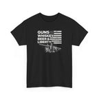 T-Shirt — "Guns, Whiskey, Beer & Liberty" Vintage Americana Design