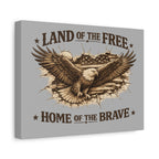Patriotic Eagle Canvas - "Land of the Free, Home of the Brave" Matte Stretched Wall Art