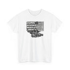T-Shirt — "Guns, Whiskey, Beer & Liberty" Vintage Americana Design
