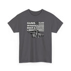T-Shirt — "Guns, Whiskey, Beer & Liberty" Vintage Americana Design