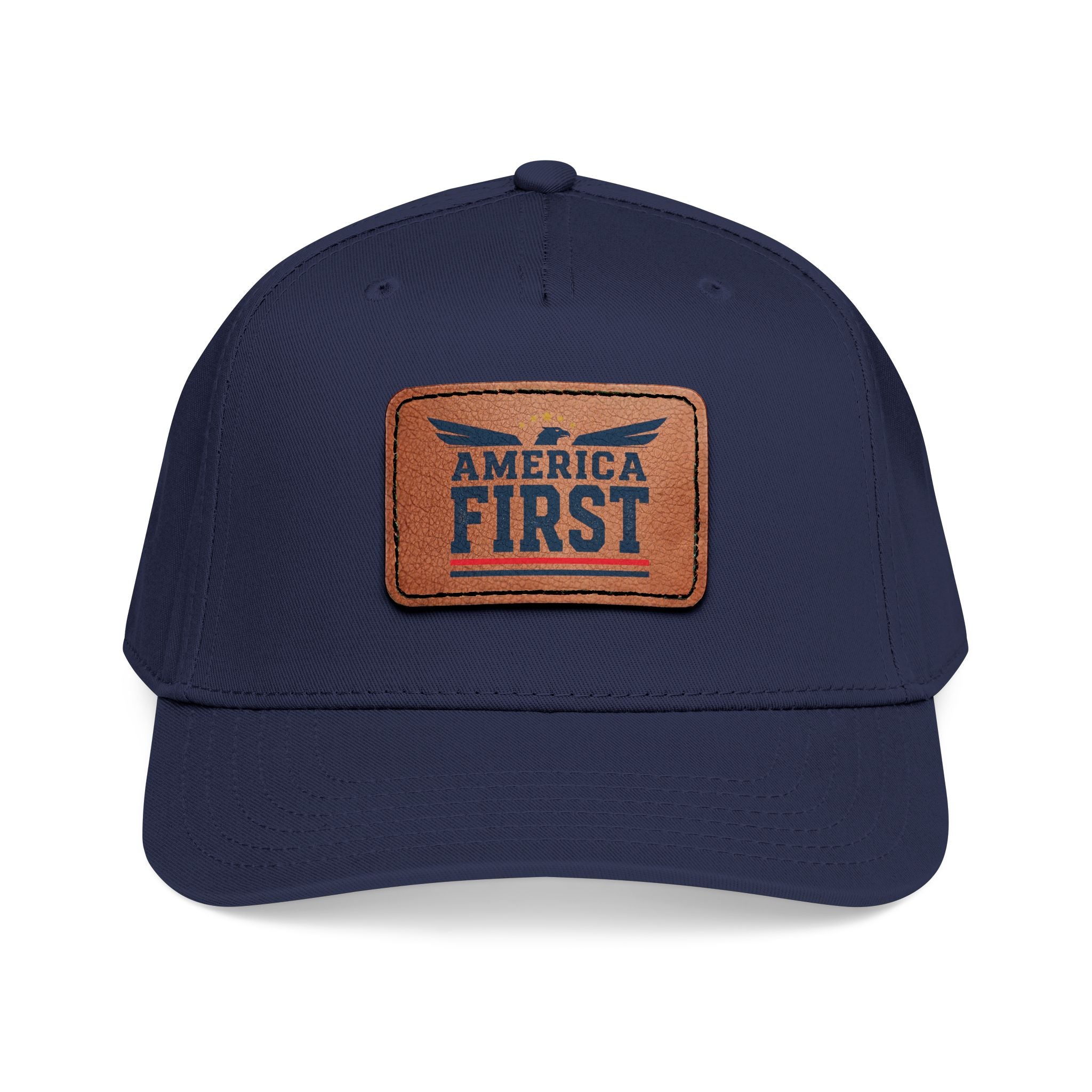 America First Leather Patch Cap