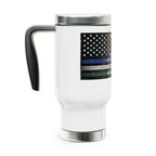 First Responder Tribute Travel Mug – Thin Line Flag for Dispatchers, Firefighters, EMS, Law Enforcement & Border Patrol (14oz)
