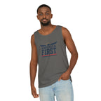 America First Tank Top — Patriotic USA Flag Graphic Sleeveless Tee