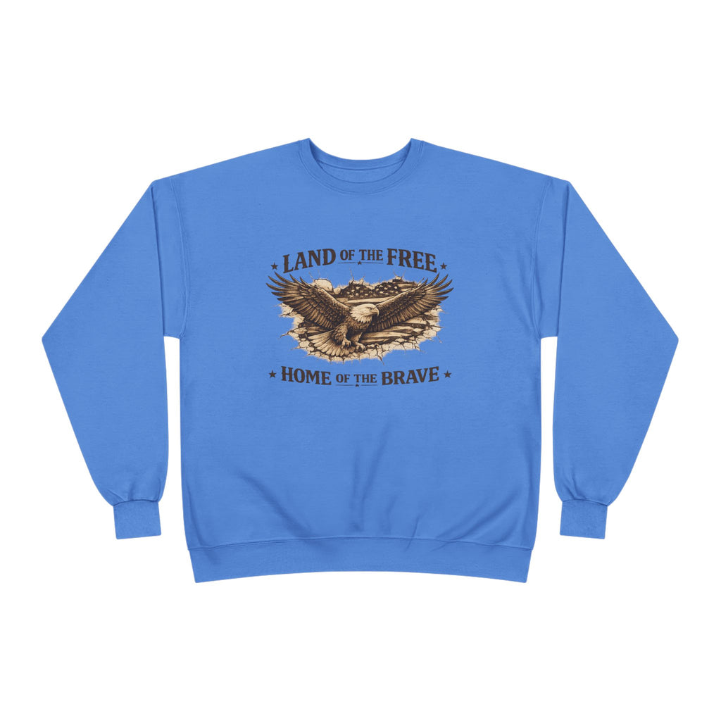 Patriotic Eagle Crewneck Sweatshirt — "Land of the Free, Home of the Brave"