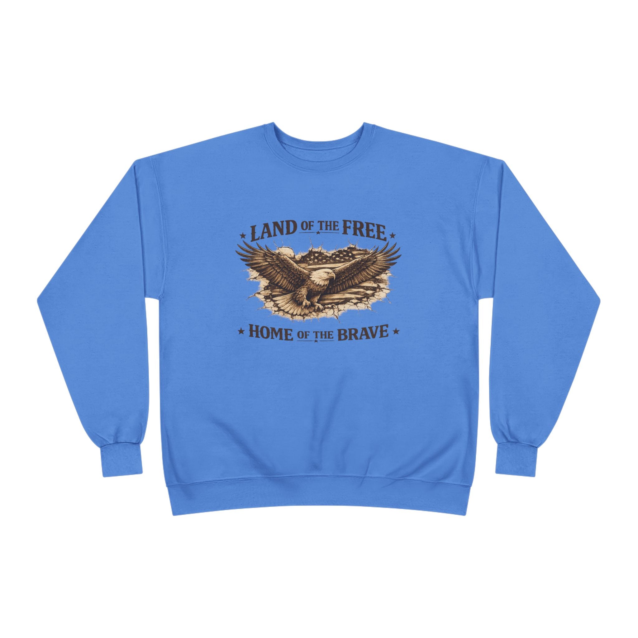 Patriotic Eagle Crewneck Sweatshirt — "Land of the Free, Home of the Brave"