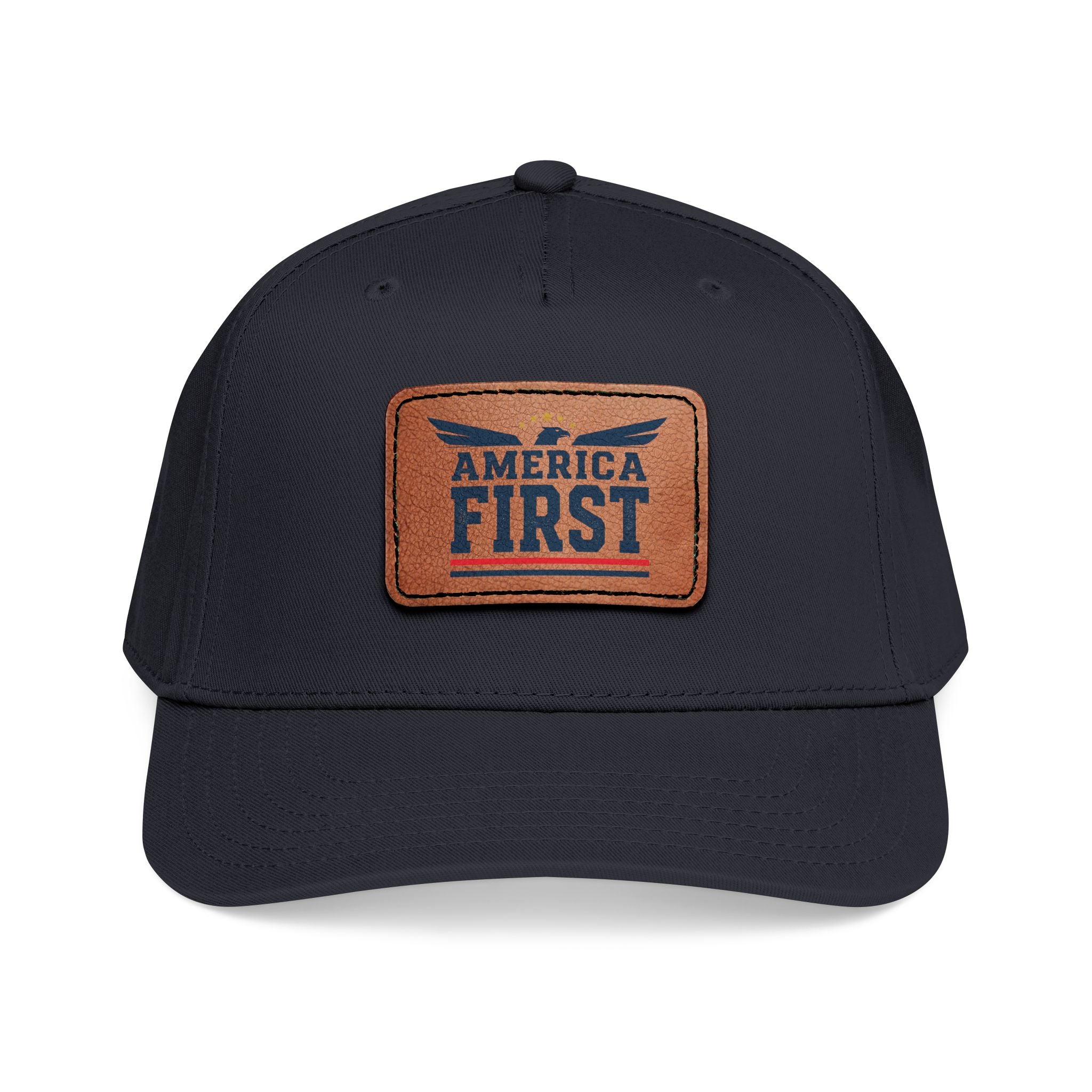 America First Leather Patch Cap
