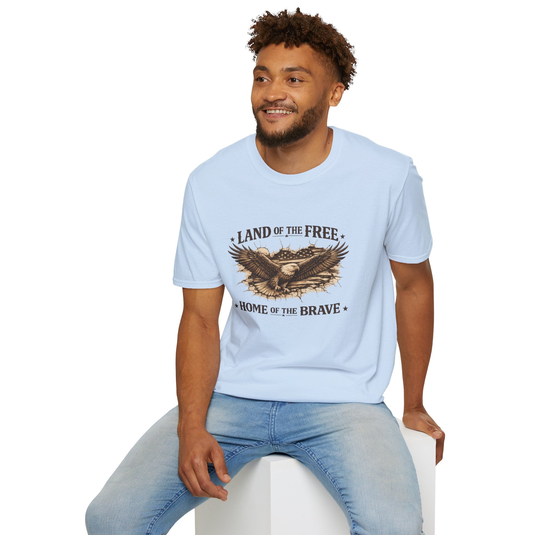 Patriotic Eagle T-Shirt — "Land of the Free, Home of the Brave"