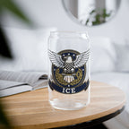 16oz Eagle Crest Sipper Glass with Bamboo Lid & Straw - Patriotic ICE Emblem