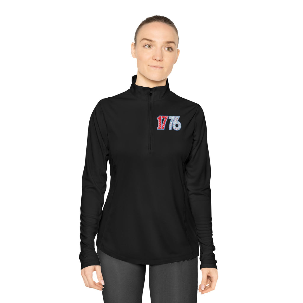 1776 Ladies Quarter-Zip Pullover — Women's Patriotic 4th of July Pullover