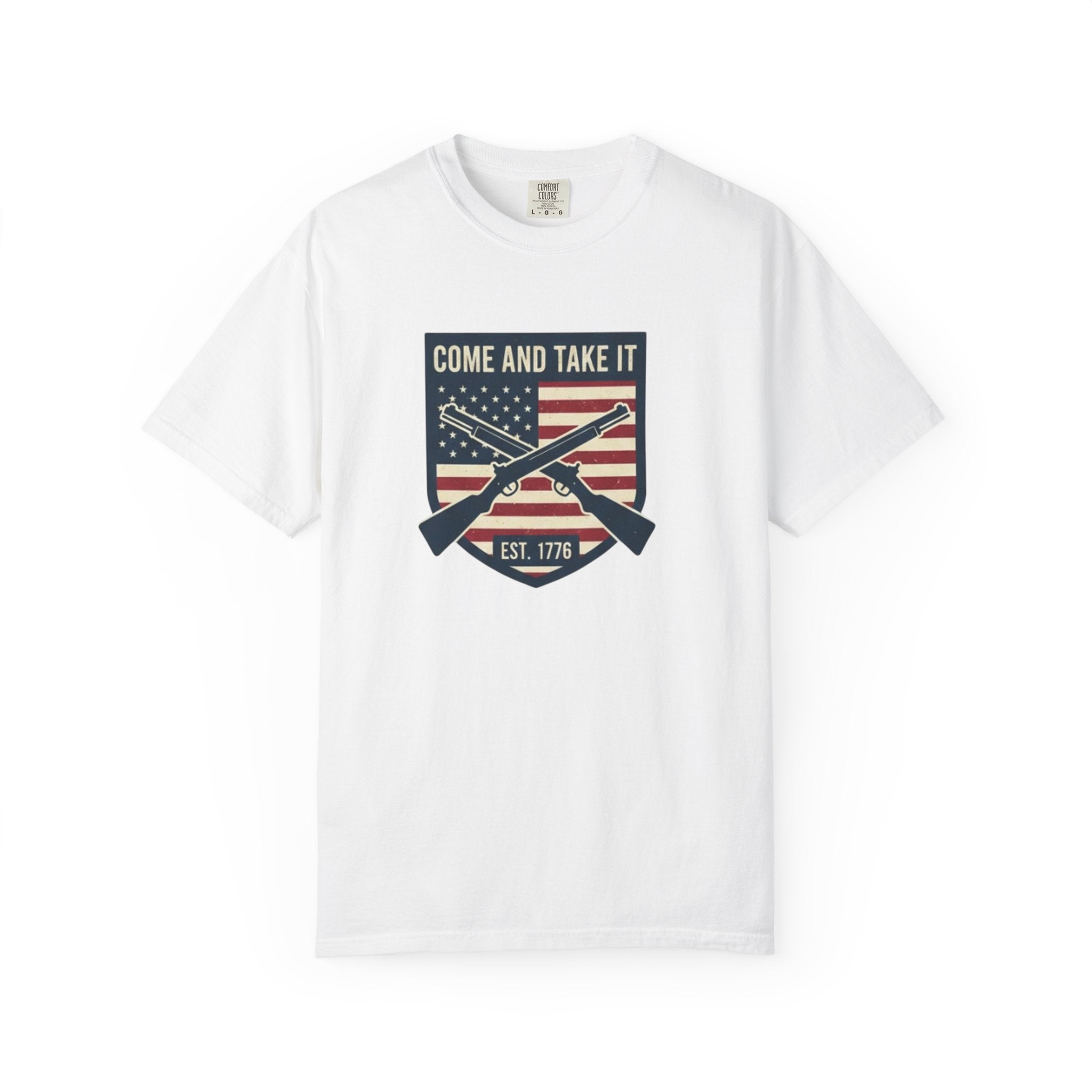 Come and Take It T-Shirt — American Flag Rifle Badge Tee