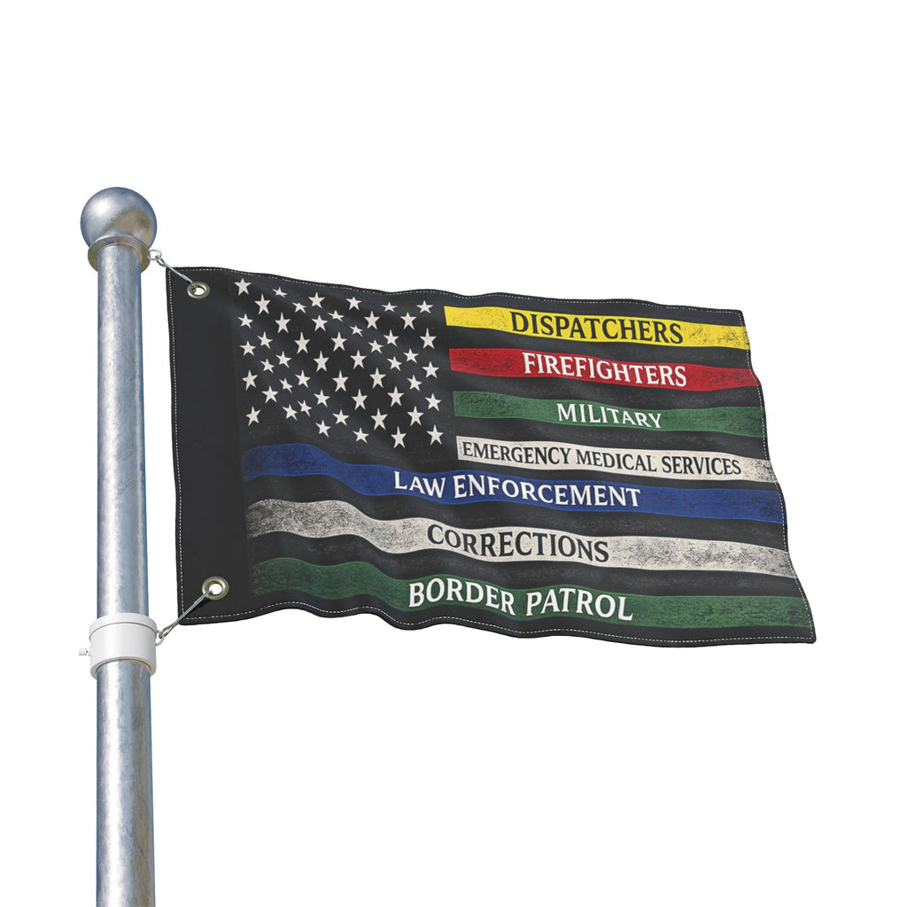 American Tribute Flag — Thin Line Service Stripes (Dispatchers, Firefighters, Military, EMS, Law Enforcement, Corrections, Border [...]