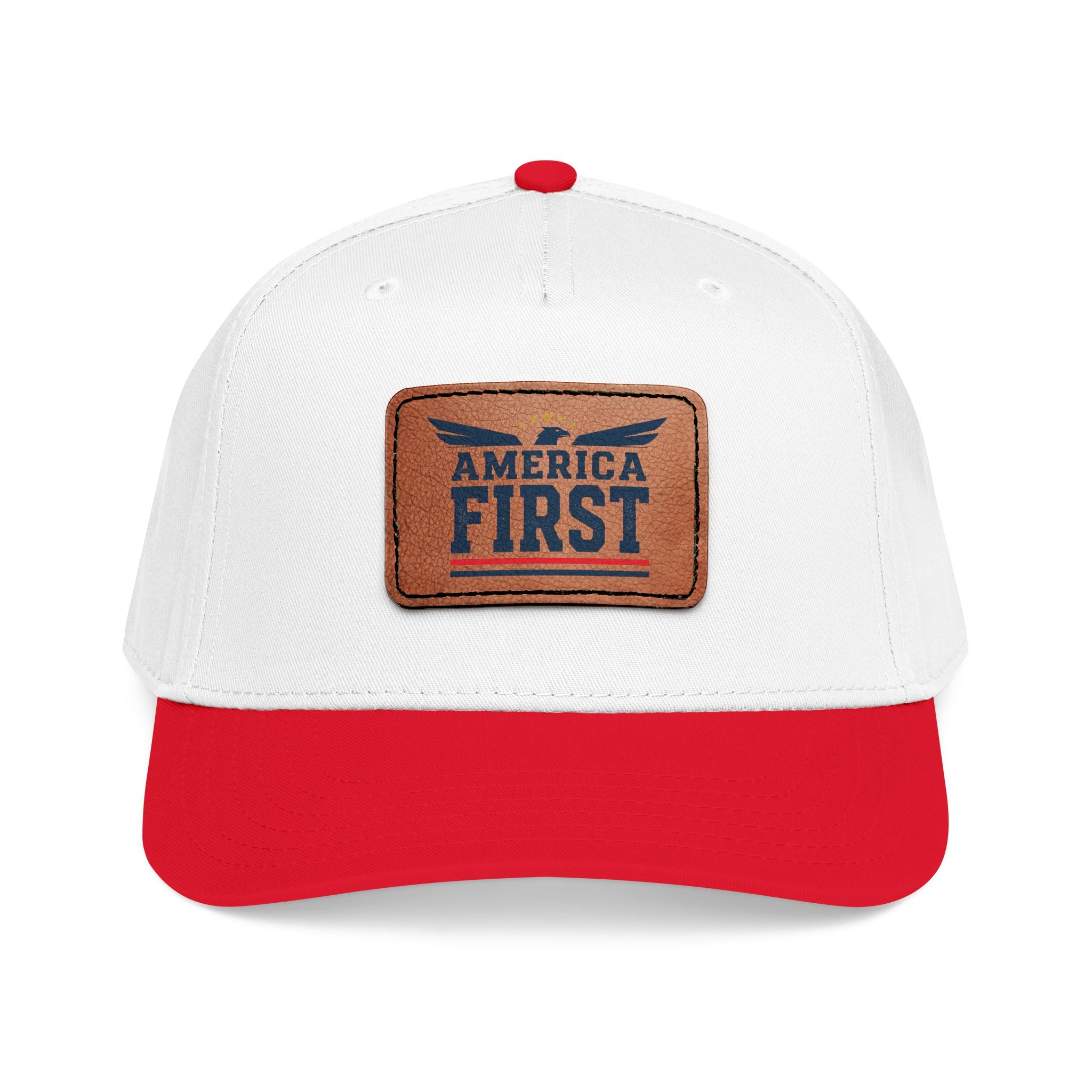 America First Leather Patch Cap