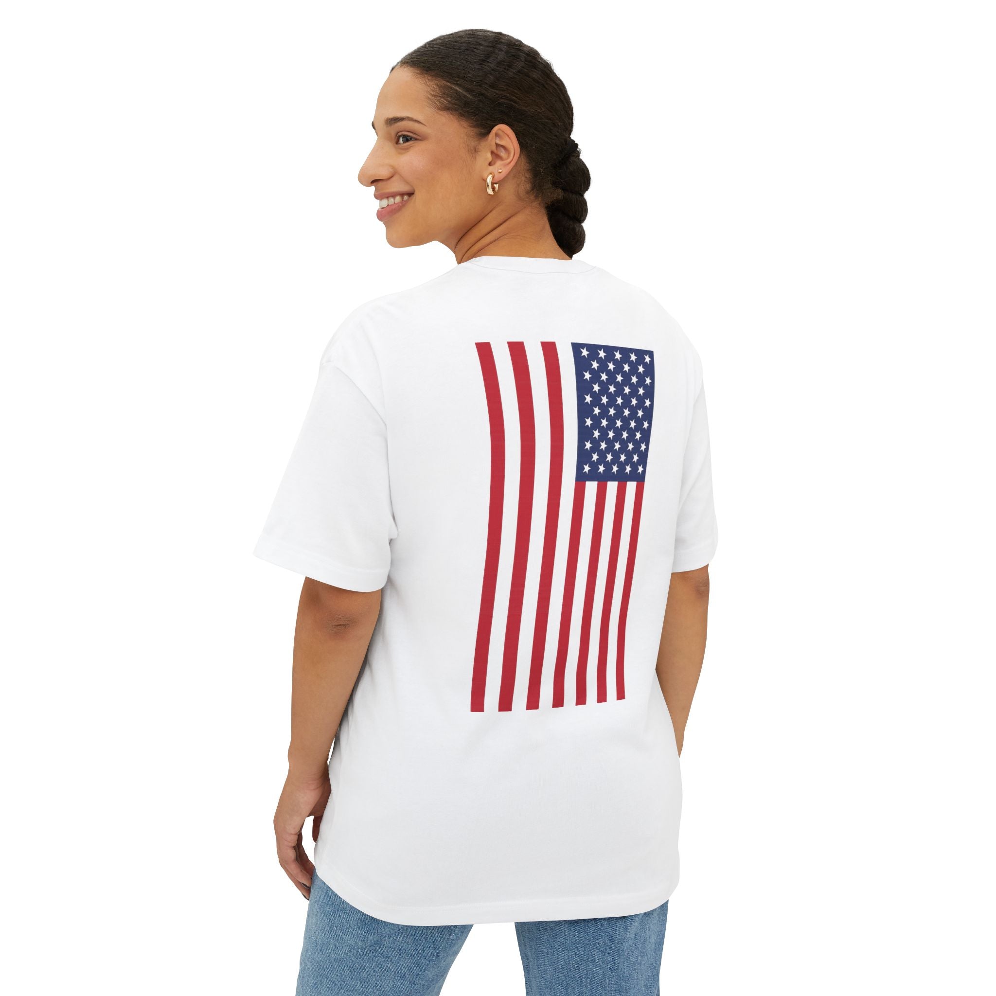 Support ICE + American Flag Oversized Boxy Tee