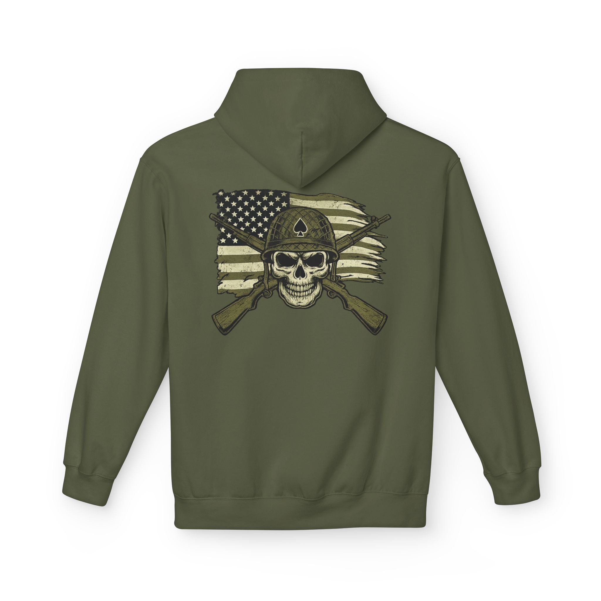 Skull & Cross Rifles American Flag Hoodie — Military Style Tactical Pullover