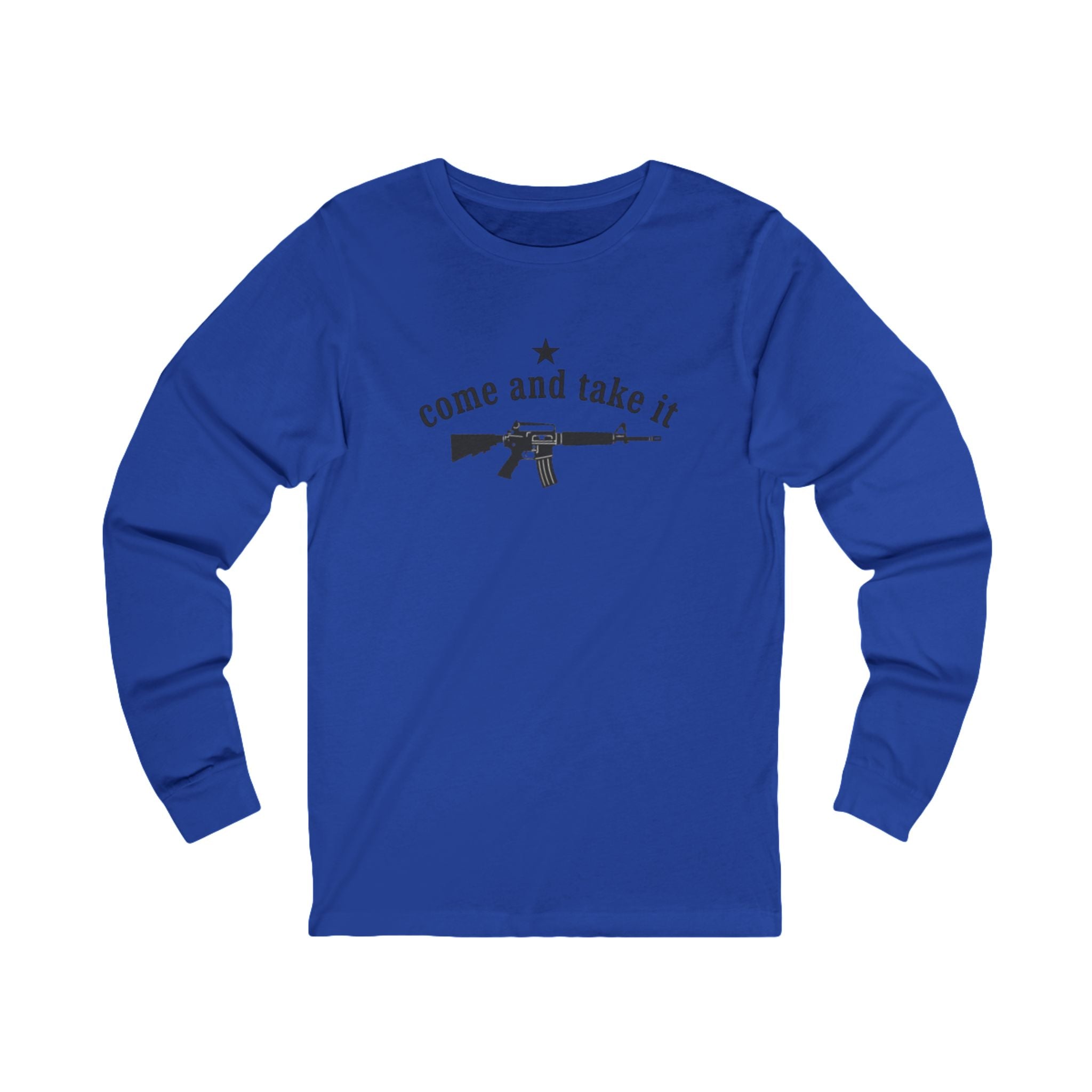 'Come and Take It' AR-15 Long Sleeve Tee — American Flag Back Print
