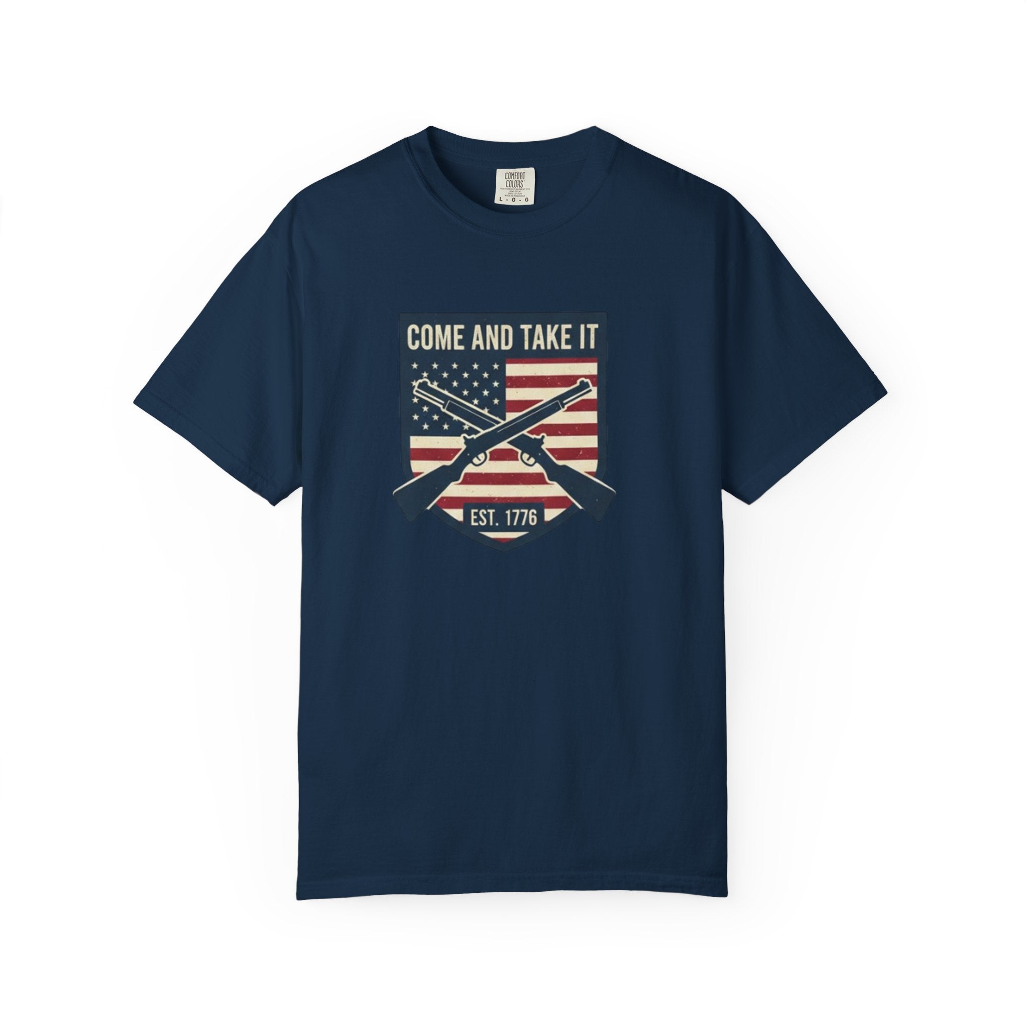 Come and Take It T-Shirt — American Flag Rifle Badge Tee