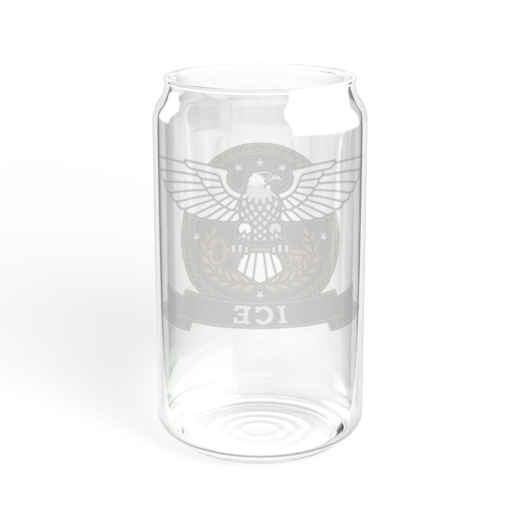 16oz Eagle Crest Sipper Glass with Bamboo Lid & Straw - Patriotic ICE Emblem