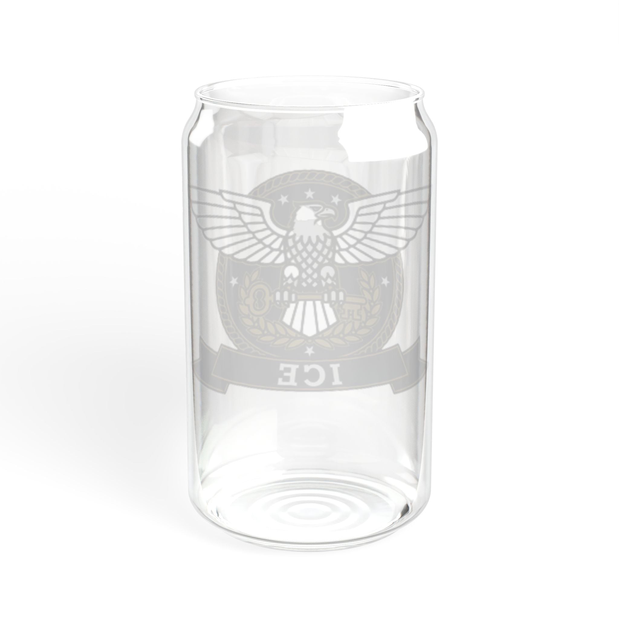 16oz Eagle Crest Sipper Glass with Bamboo Lid & Straw - Patriotic ICE Emblem