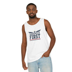 America First Tank Top — Patriotic USA Flag Graphic Sleeveless Tee