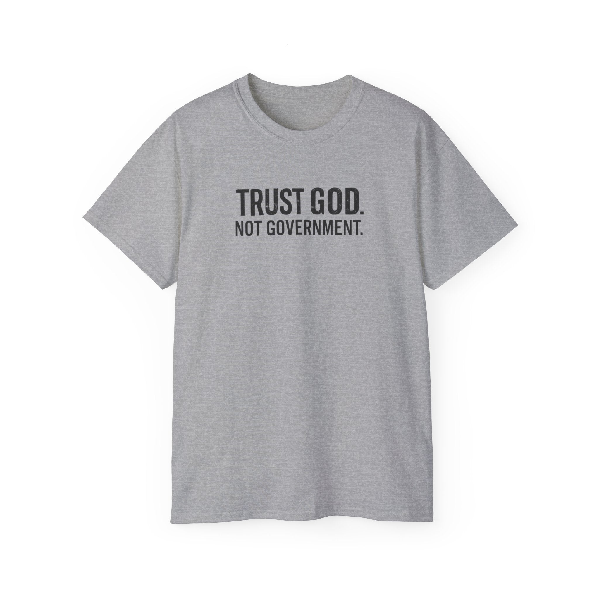 T-Shirt — "Trust God. Not Government." Patriotic American Flag Tee
