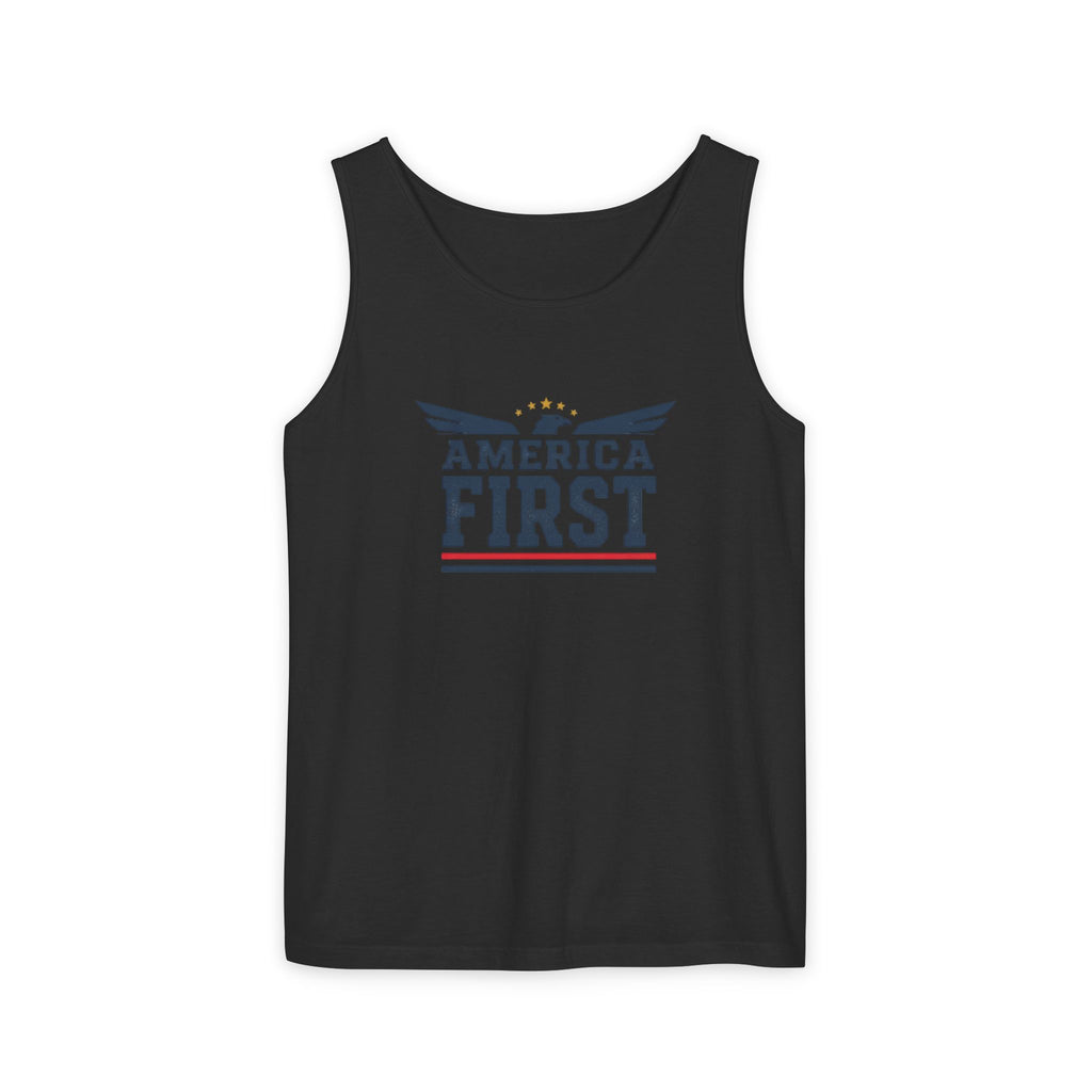 America First Tank Top — Patriotic USA Flag Graphic Sleeveless Tee