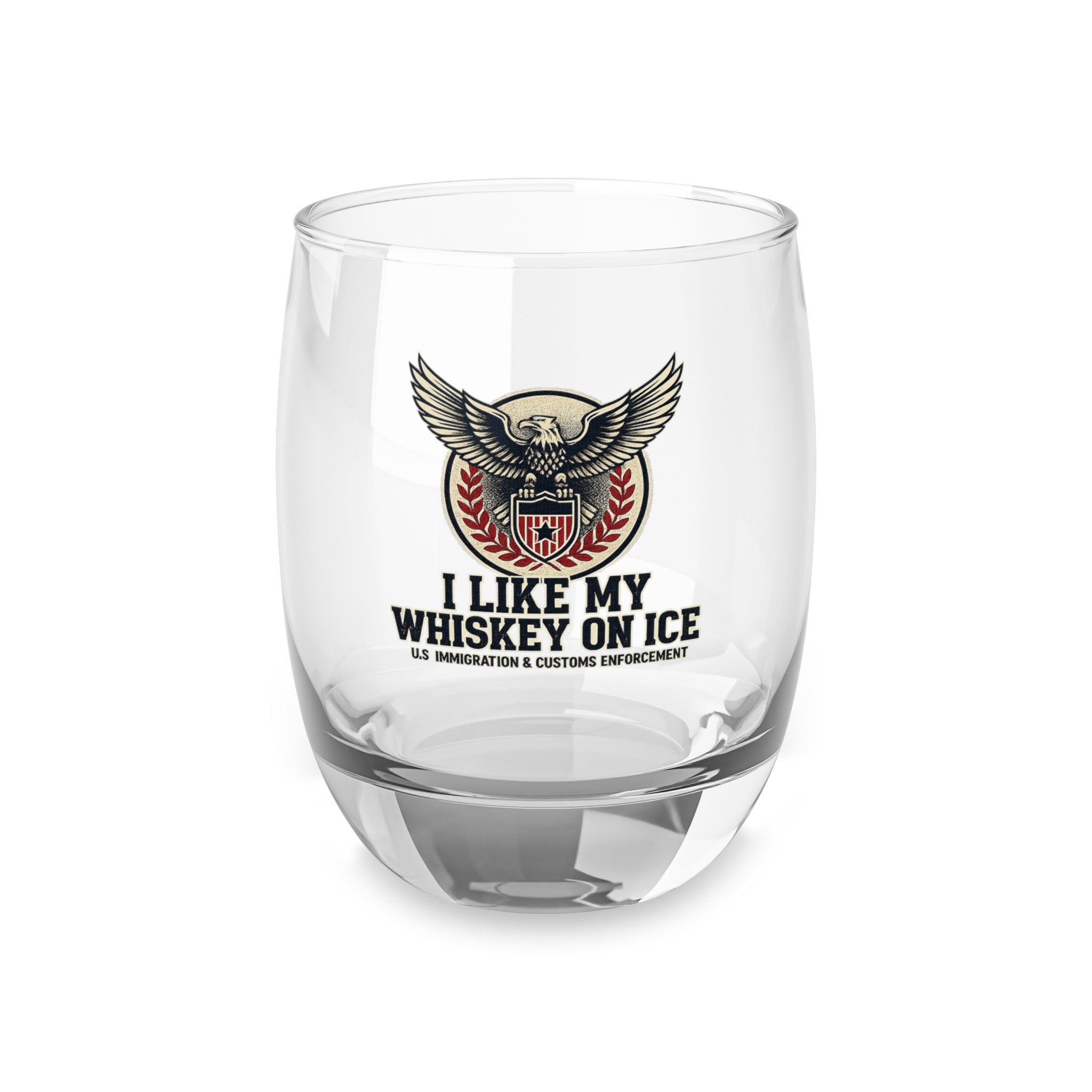 Whiskey Glass — "I Like My Whiskey On Ice" Eagle Shield Whiskey Glass | Law Enforcement Gift