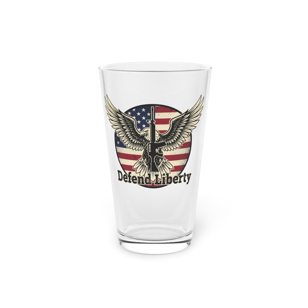 Defend Liberty 16oz Pint Glass – American Flag Eagle Beer Glass