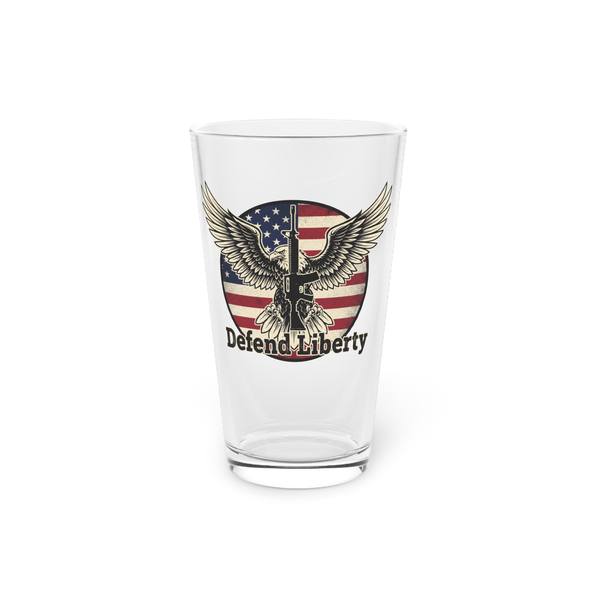 Defend Liberty 16oz Pint Glass – American Flag Eagle Beer Glass