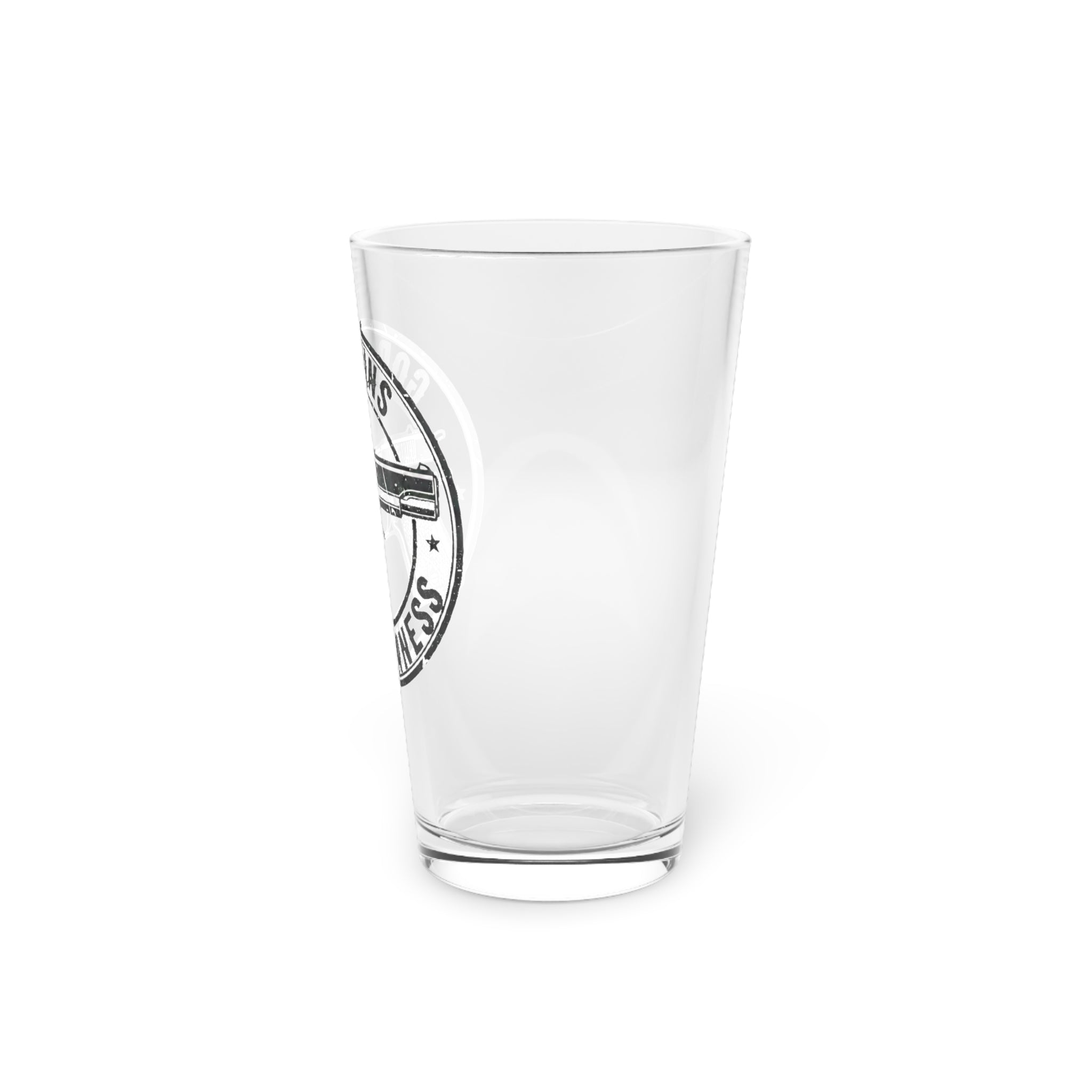 Pint Glass — God, Guns, Guinness Vintage-Style Beer Glass (16 oz)