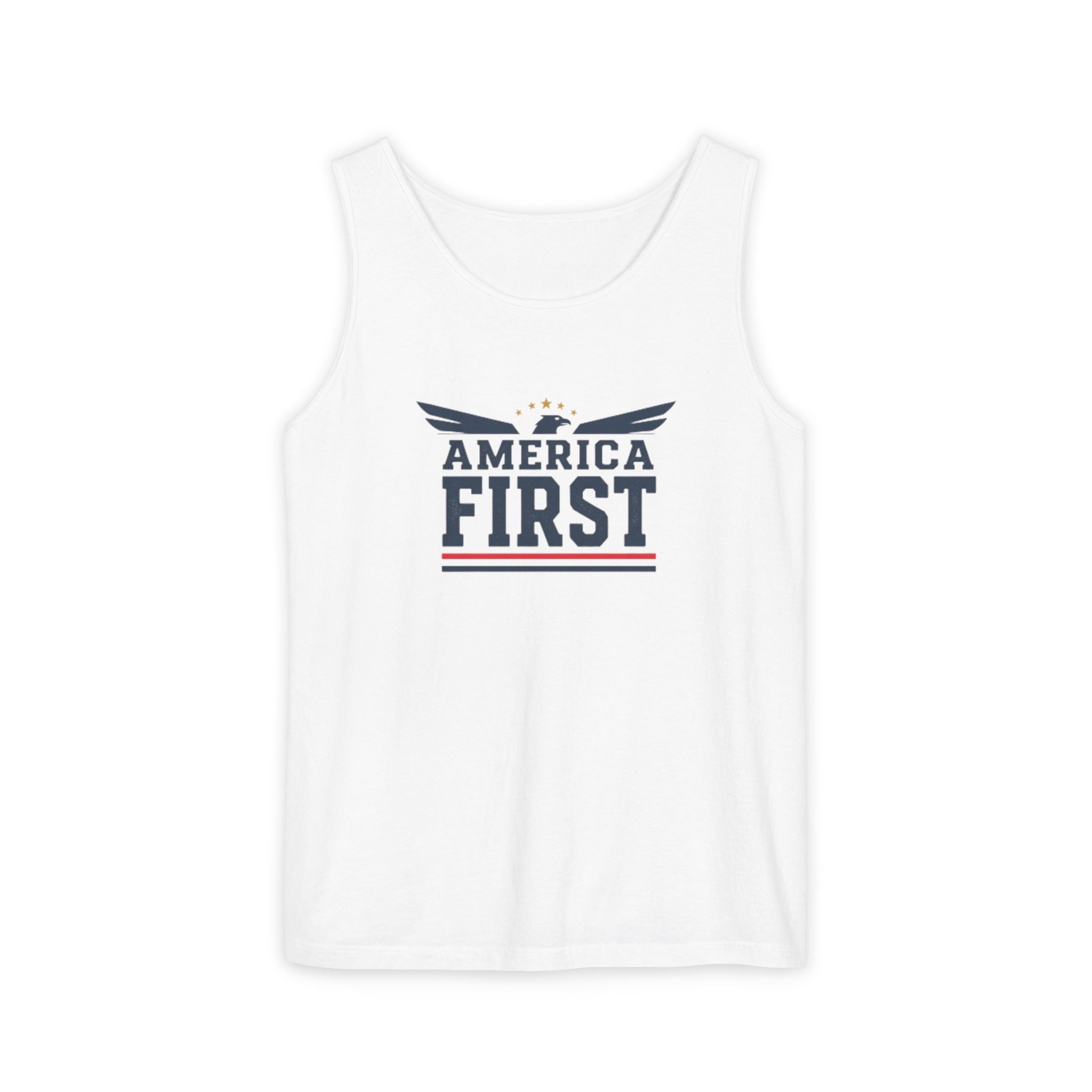 America First Tank Top — Patriotic USA Flag Graphic Sleeveless Tee