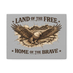 Patriotic Eagle Canvas - "Land of the Free, Home of the Brave" Matte Stretched Wall Art