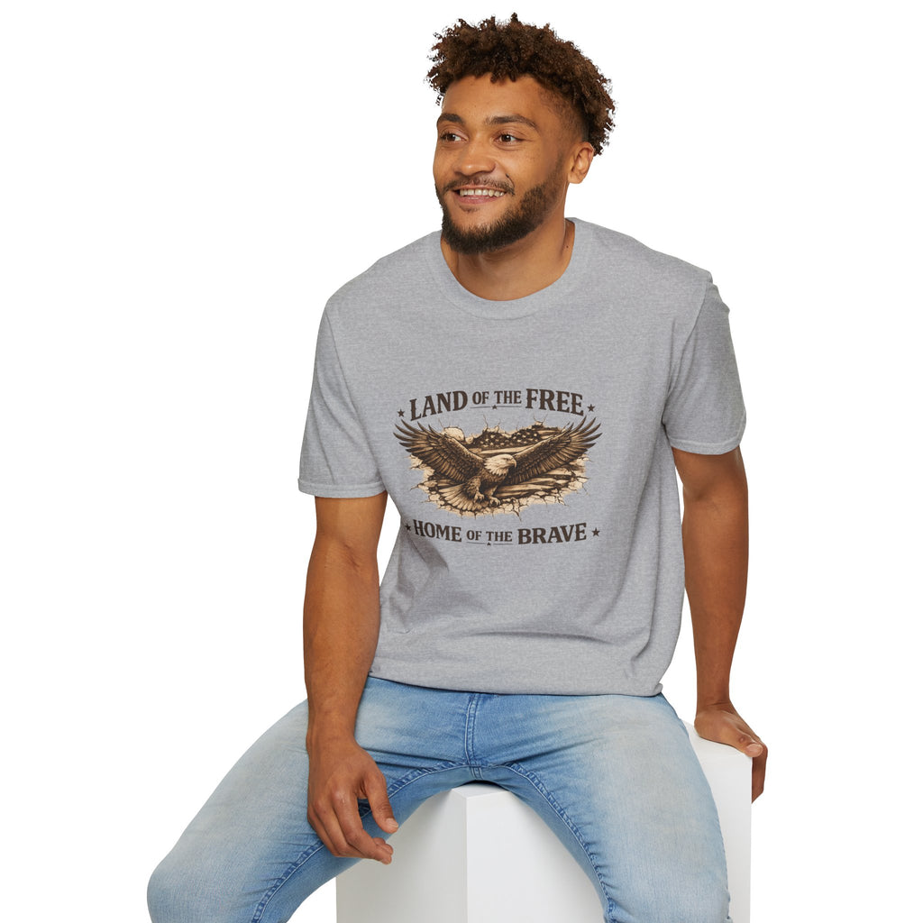 Patriotic Eagle T-Shirt — "Land of the Free, Home of the Brave"