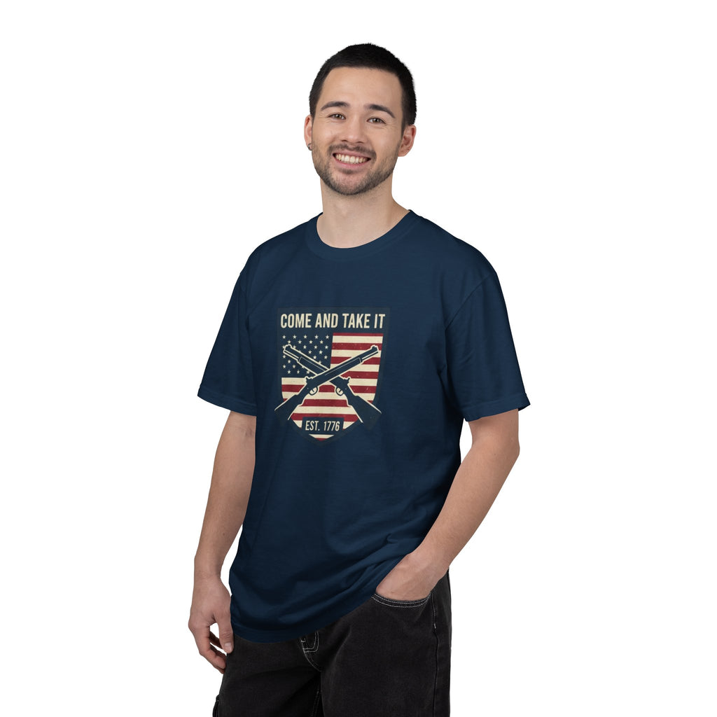 Come and Take It T-Shirt — American Flag Rifle Badge Tee