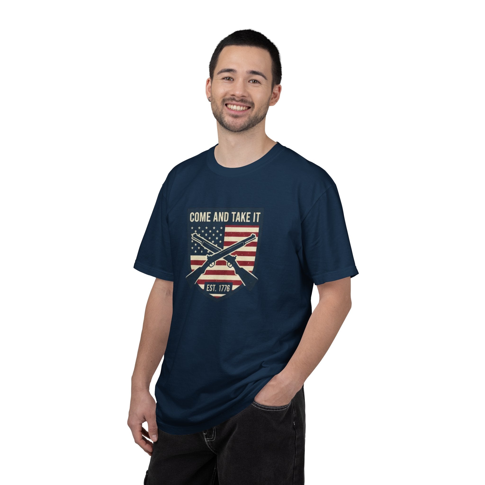 Come and Take It T-Shirt — American Flag Rifle Badge Tee